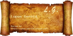 Lupse Gerold névjegykártya